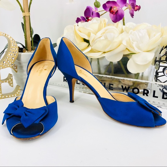 Kate Spade Royal Blue Bow Heels - Picture 5 of 8